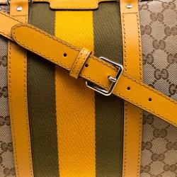 Pre Owned Gucci Beige/Tan GG Canvas Medium Vintage Web Boston Bag