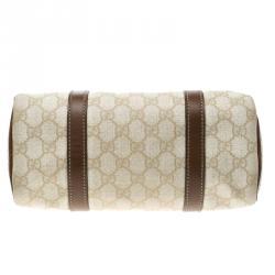 Pre Owned حقيبة غوتشي جوي بوسطن صغيرة كانفاس مقوى GG بيضاء/ سوداء