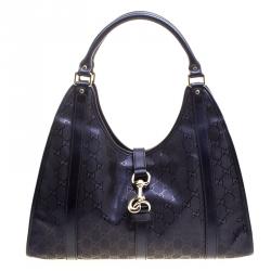 Pre Owned Gucci Purple Imprime Canvas Jackie O Shoulder Bag