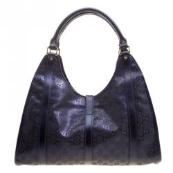 Pre Owned Gucci Purple Imprime Canvas Jackie O Shoulder Bag