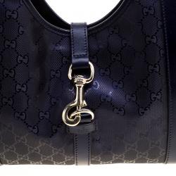 Pre Owned Gucci Purple Imprime Canvas Jackie O Shoulder Bag