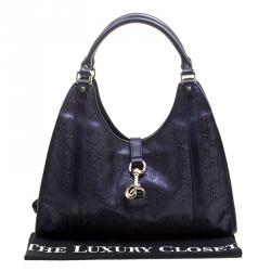 Pre Owned Gucci Purple Imprime Canvas Jackie O Shoulder Bag