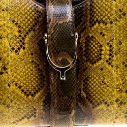 Pre Owned Gucci Yellow/Brown Python Top Handle Bag