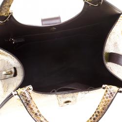 Pre Owned Gucci Yellow/Brown Python Top Handle Bag