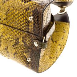 Pre Owned Gucci Yellow/Brown Python Top Handle Bag