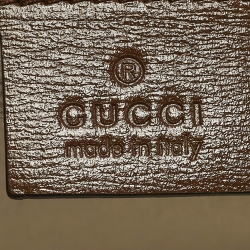 Pre Owned حقيبة يد غوتشي إنترلوكينغ جي كتان GG سوبريم بيج/بني وجلد