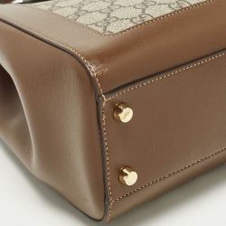 Pre Owned حقيبة يد غوتشي جاكي 1961 متوسطة كانفاس وجلد جي جي سوبريم بيج/بني