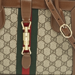 Pre Owned حقيبة يد غوتشي جاكي 1961 متوسطة كانفاس وجلد جي جي سوبريم بيج/بني