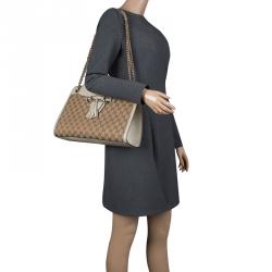 Pre Owned Gucci Beige GG Canvas/Leather Large Emily Chain Shoulder Bag