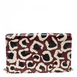 Gucci Brown Leopard Print Leather Wallet On Chain