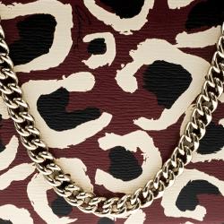 Gucci Brown Leopard Print Leather Wallet On Chain