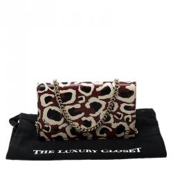 Gucci Brown Leopard Print Leather Wallet On Chain