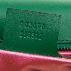 مملوكة مسبقًا Gucci Green Floral Print Satin GG Marmont Shoulder Bag