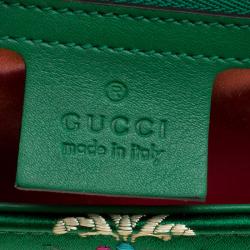 مملوكة مسبقًا Gucci Green Floral Print Satin GG Marmont Shoulder Bag
