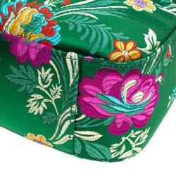 مملوكة مسبقًا Gucci Green Floral Print Satin GG Marmont Shoulder Bag