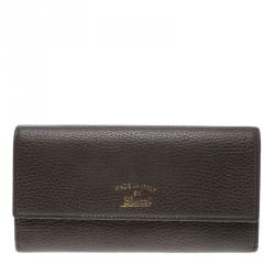 Gucci Khaki Pebbled Leather Continental Wallet
