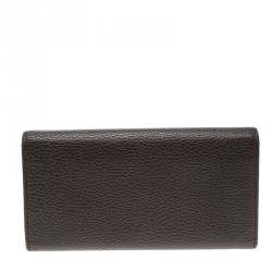 Gucci Khaki Pebbled Leather Continental Wallet