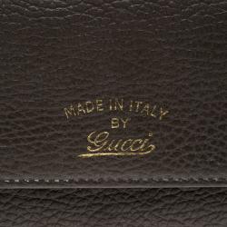 Gucci Khaki Pebbled Leather Continental Wallet