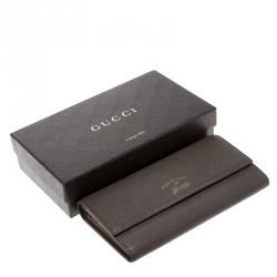 Gucci Khaki Pebbled Leather Continental Wallet