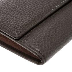 Gucci Khaki Pebbled Leather Continental Wallet