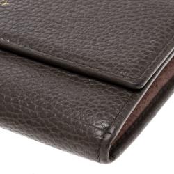 Gucci Khaki Pebbled Leather Continental Wallet
