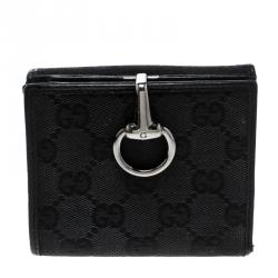 Gucci Black GG Canvas Horsebit Clasp Wallet