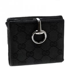 Gucci Black GG Canvas Horsebit Clasp Wallet