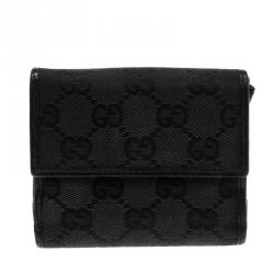 Gucci Black GG Canvas Horsebit Clasp Wallet