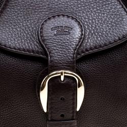 Pre Owned Gucci Dark Brown Leather Web Heritage Tote