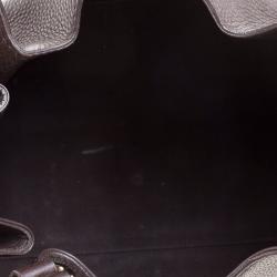 Pre Owned Gucci Dark Brown Leather Web Heritage Tote