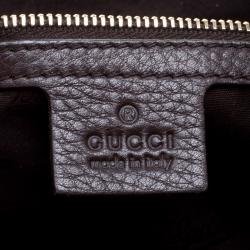 Pre Owned Gucci Dark Brown Leather Web Heritage Tote