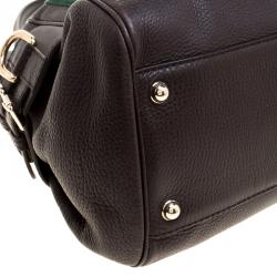 Pre Owned Gucci Dark Brown Leather Web Heritage Tote