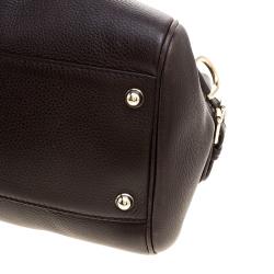 Pre Owned Gucci Dark Brown Leather Web Heritage Tote