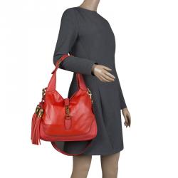 Pre Owned Gucci Orange Leather New Jackie Shoulder Bag