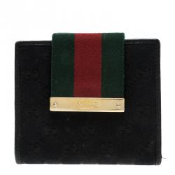 Gucci Black GG Canvas Web Logo Wallet