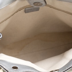 Pre Owned Gucci Silver Guccissima Leather Medium Sukey Tote