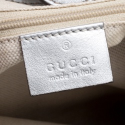 Pre Owned Gucci Silver Guccissima Leather Medium Sukey Tote