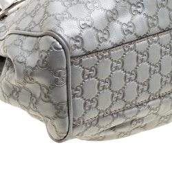 Pre Owned Gucci Silver Guccissima Leather Medium Sukey Tote