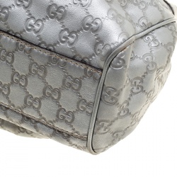 Pre Owned Gucci Silver Guccissima Leather Medium Sukey Tote