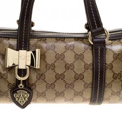 مملوكة مسبقًا حقيبة غوتشي دوشيسا بوسطن صغيرة كانفاس كريستال GG عاجية/ بيج