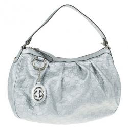 Gucci Silver Guccissima Sukey Medium Tote