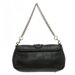 Pre Owned Gucci Black Leather Marrakech Baguette Shoulder Bag