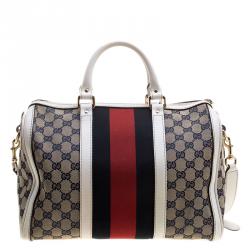 Pre Owned حقيبة بوسطن غوتشي فنتدج وسي جلد سوداء متوسطة