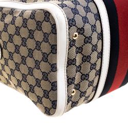 Pre Owned حقيبة بوسطن غوتشي فنتدج وسي جلد سوداء متوسطة