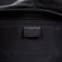 Pre Owned Gucci Black Monogram Canvas Horsebit Flap Clutch