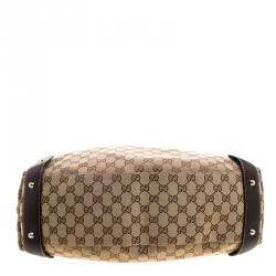 Pre Owned Gucci Beige/Ebony GG Canvas Medium Pelham Hobo