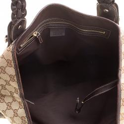 Pre Owned Gucci Beige/Ebony GG Canvas Medium Pelham Hobo