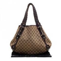 Pre Owned Gucci Beige/Ebony GG Canvas Medium Pelham Hobo