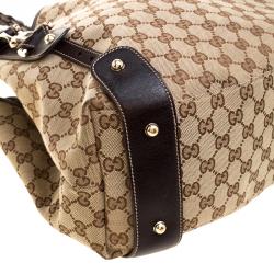 Pre Owned Gucci Beige/Ebony GG Canvas Medium Pelham Hobo