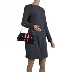 مملوكة مسبقًا Gucci Black/Pink GG Canvas and Satin Small Limited Edition Tom Ford Horsebit Web Chain Clutch